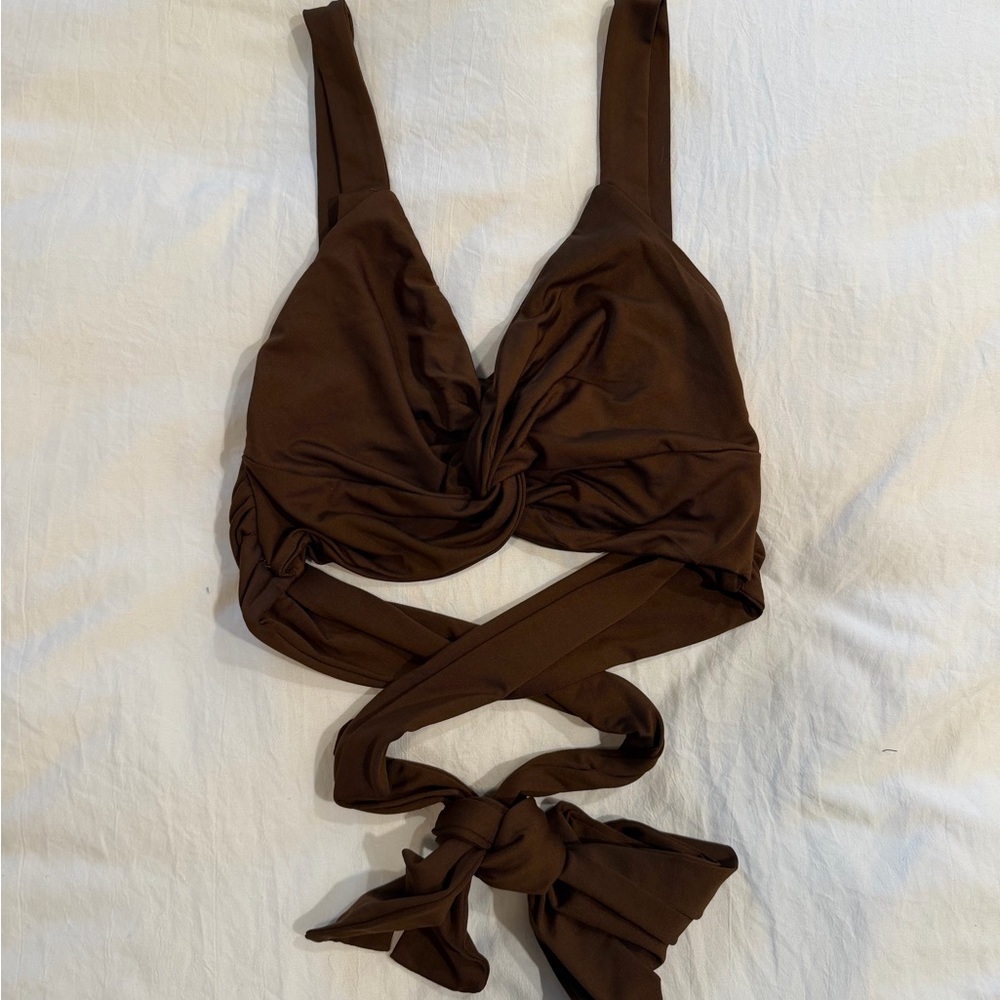 Brown Twist-Front Crop Top